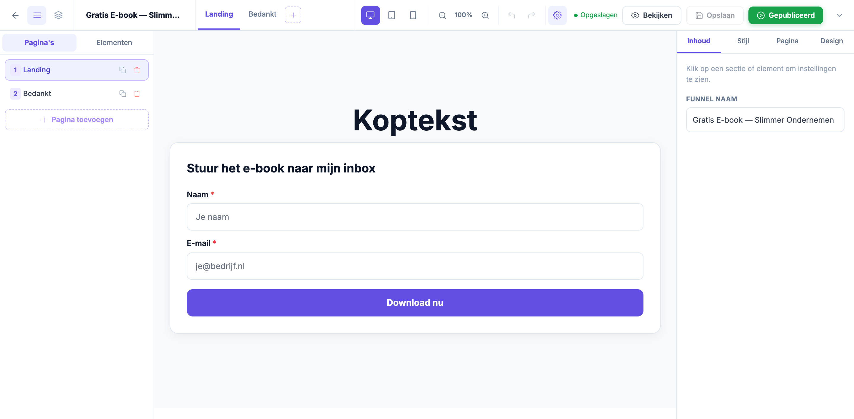Multi-page funnel-flow